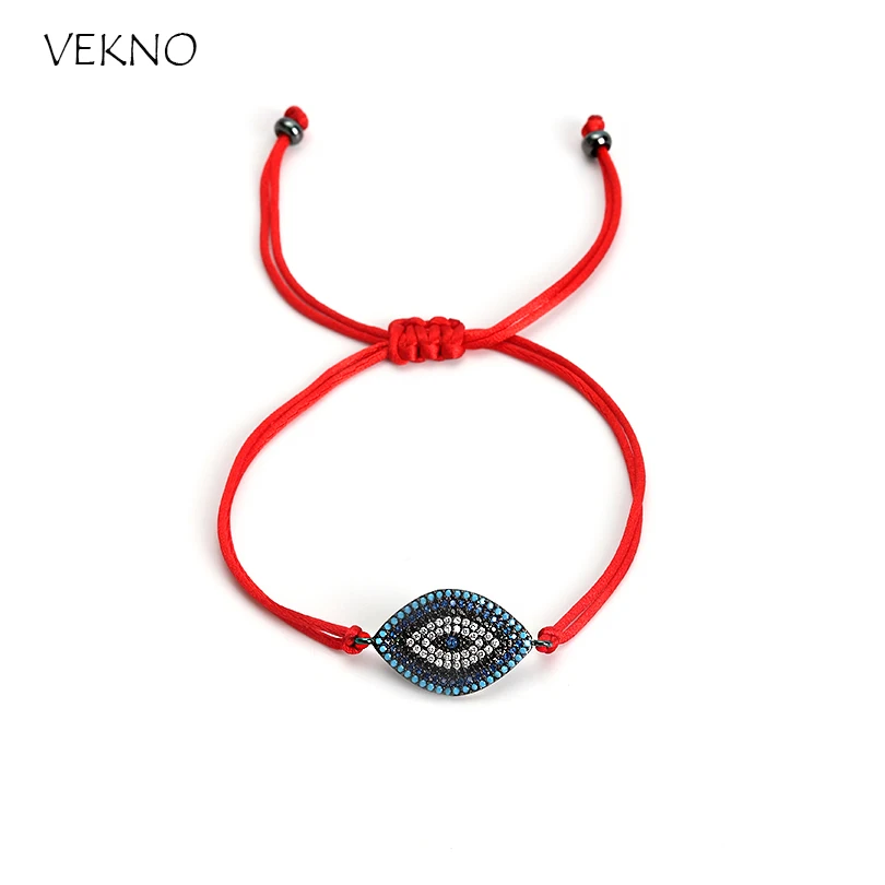 

VEKNO Sparkling CZ Zircon Eye Bracelet For Women Men Adjustable Rope Red String Bracelets & Bangles Handamde Copper Jewelry