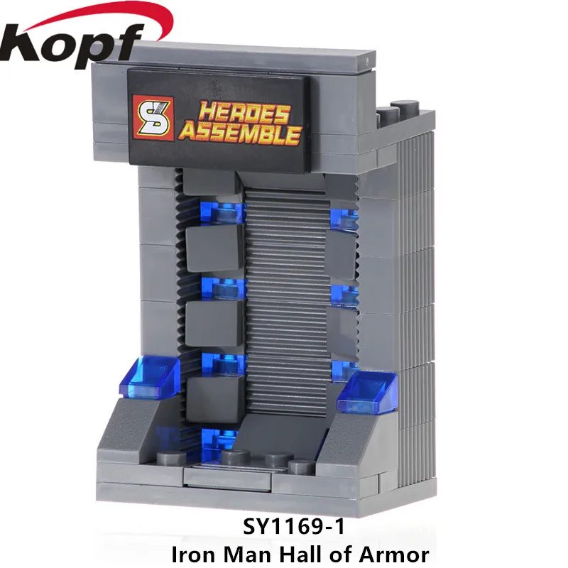 

Single Sale Super Heroes Iron Man Hall of Armor Invincible Building Blocks Figures Christmas Toys Gift For Children SY1169-1
