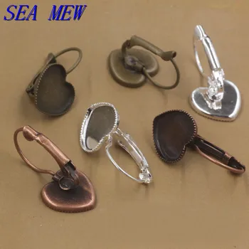 

50 PCS 12mm Heart Cabochon Base Earrings Metal Copper 6 Colors Plated Bezel Earrings Blanks Setting For Jewelry Making