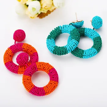 

Best lady Trendy Ins Handmade Beaded Earrings for Women Hot Special Gift Bohemian Wedding Love Heart Drop Dangle Earrings Party