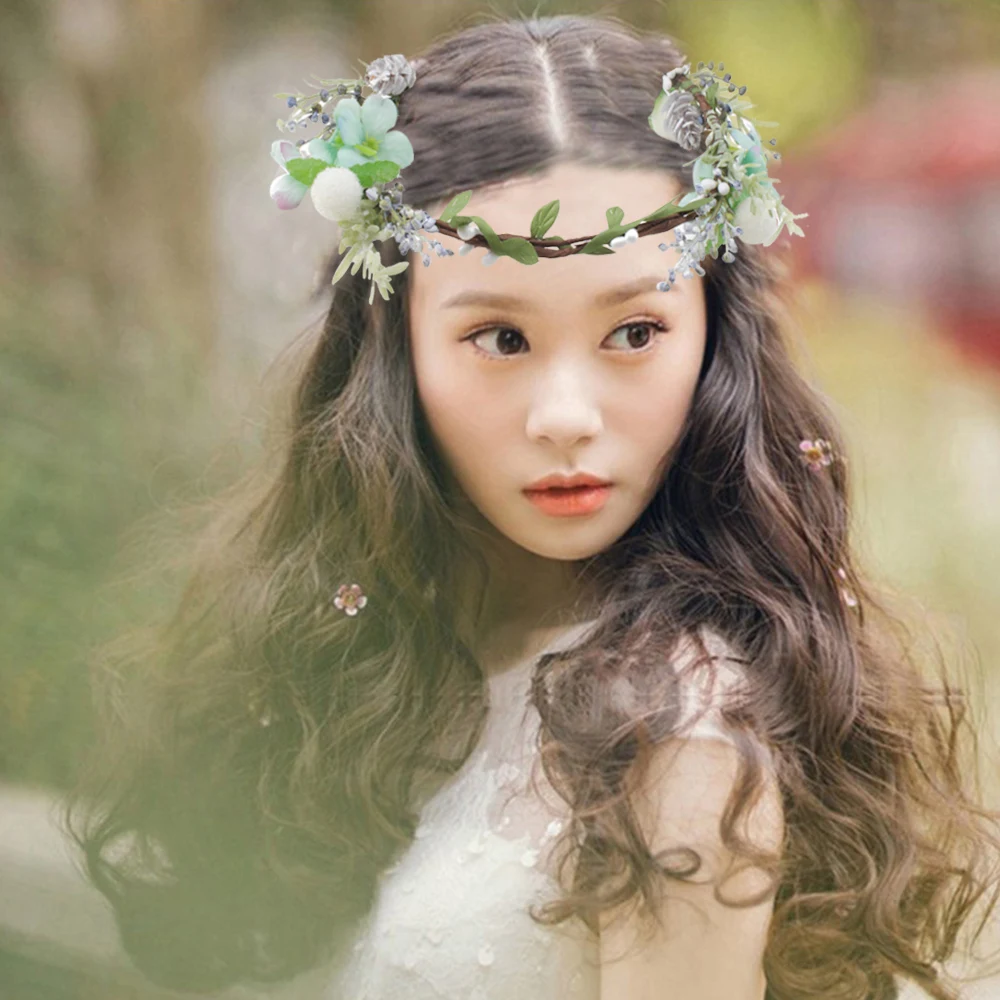 

Children Headbands Hair Accessories Bride Wreath Beach Garland Girl Wedding Flower Headband Girls Boho Flowers Headwear
