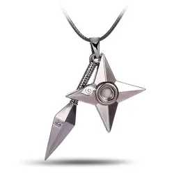 Аниме Наруто shuriken Ninjia Ожерелье Косплей бутафорские аксессуары кулон ювелирные изделия