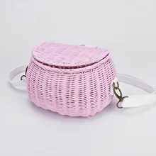 6 цветов, детская соломенная Пляжная сумка из ротанга для взрослых, женская сумка-мессенджер из бамбука