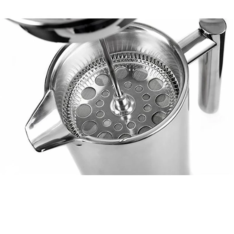 French Press Double-Wall Stainless Steel Mirror Finish CoffeeTea Maker Double-Screen System 100% No Coffee Grounds Guarantee, Stainless Steel, Rust-Free Dishwasher Safe Biolomix (5)