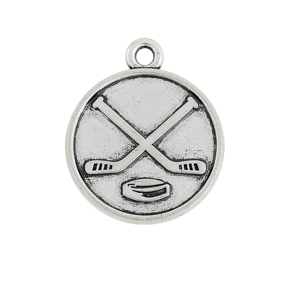 50PCS Sell Well Sport Double Sided Ice Hockey Charm Dangle Jewelry For