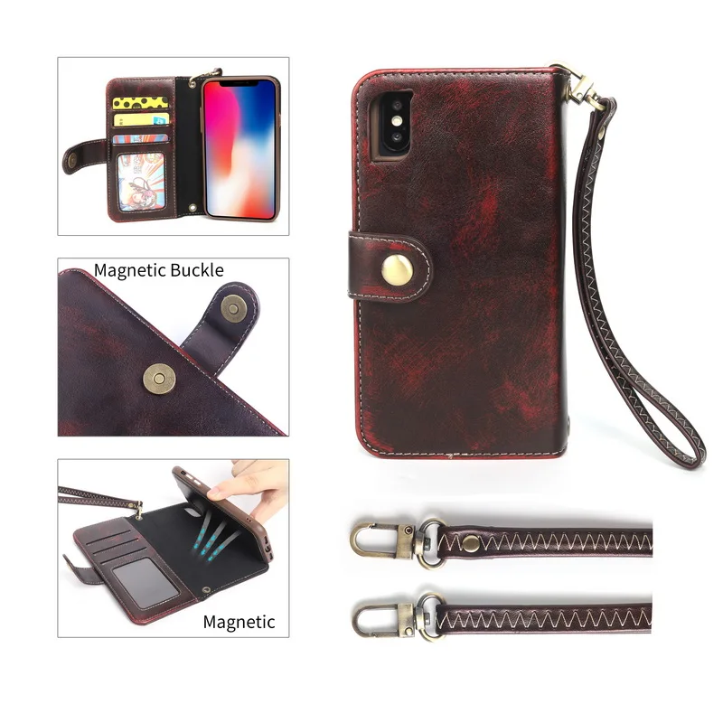 

Magnetic Genuine Leather Flip Wallet Phone Case for iPhone X 10 7 8 Plus Card Holder Cover for iPhone X 6 6S 7 Plus Pouch Purse