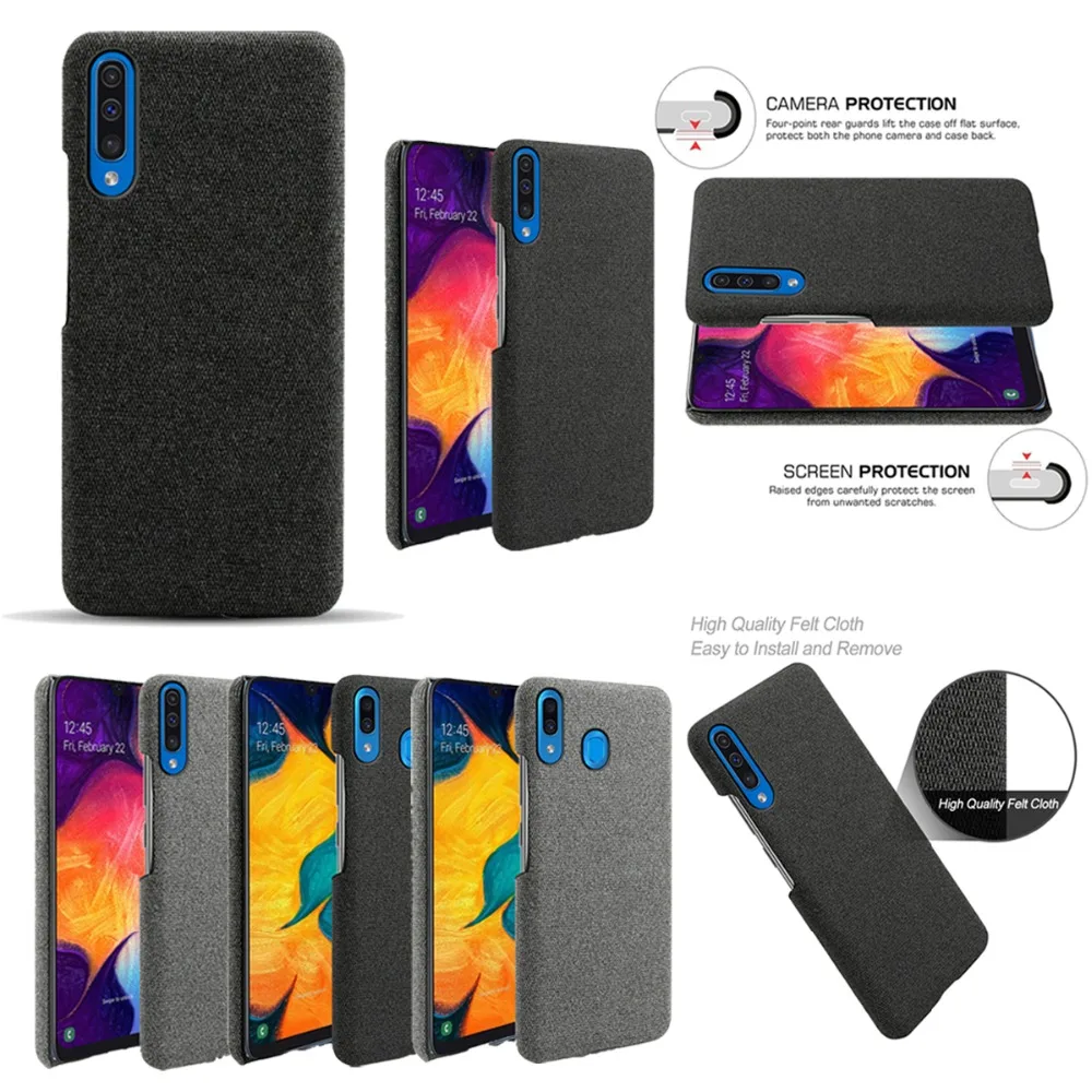 Чехол для Samsung Galaxy A50 A30 A51 A40 A70 A80 S20 тонкий жесткий чехол из тканевой Ткани в стиле