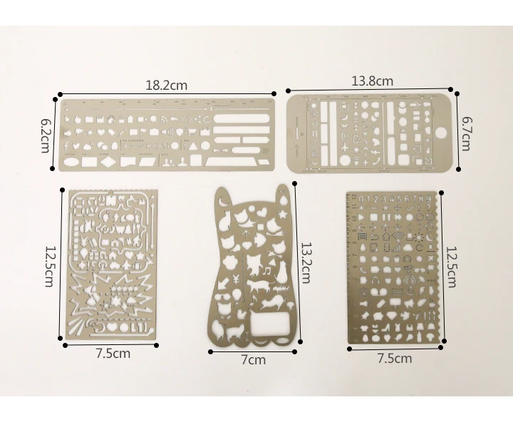 5 стилей iPhone 6/6 s веб-ui кошка вырез рисунок Трафареты Металл DIY правитель Закладки для Тетрадь планировщик эскиз нержавеющая сталь