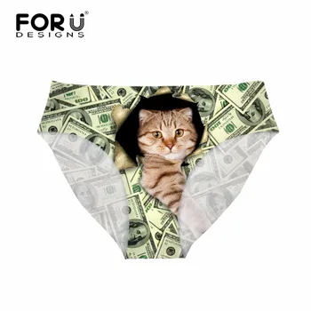

FORUDESIGNS New Fashion Sexy Underwear Women 3D Animal Cat Pattern Panties Cute Cotton Lingerie Culotte Femme for Lady Seamless