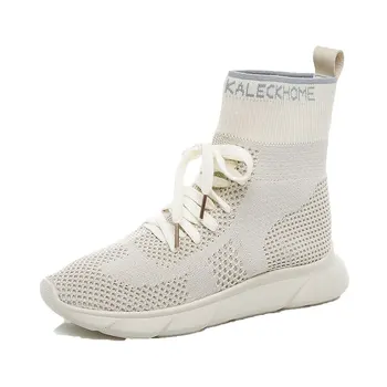 

New socks and boots ladies fly knit round head thick bottom sports ins overheat casual ankle boots socks and socks socks shoes