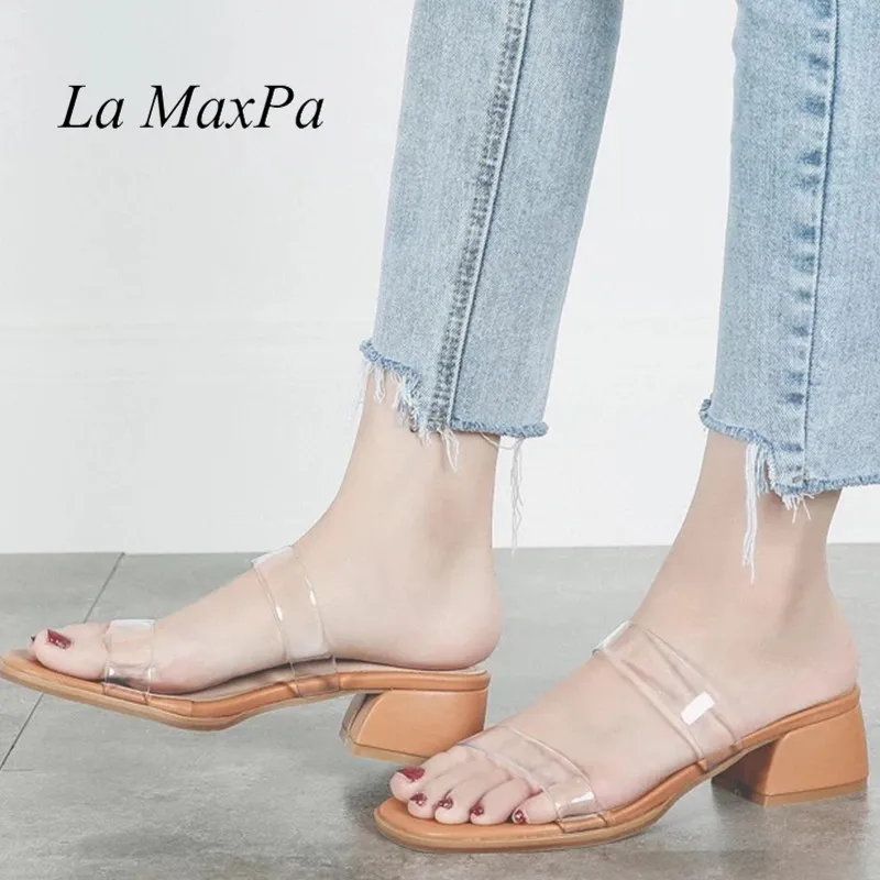 

Brand Women Slippers Summer Shoes High Heels PVC Transparent Peep Toe Wedges Sandals Woman Open Toe Outside Beach Women Sandals
