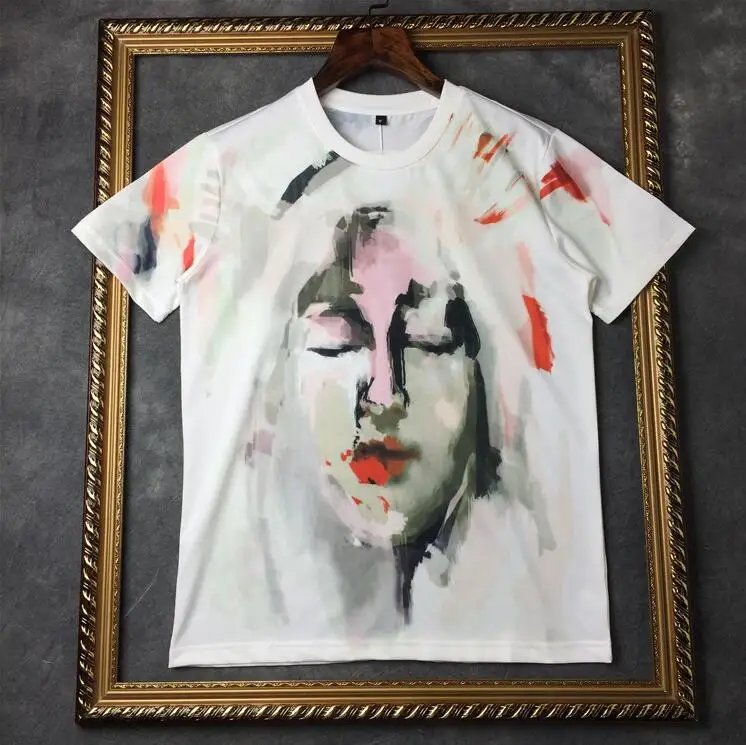 

New High 19ss Men Abstract art graffiti T Shirts Virgin Mary T-Shirt Hip Hop Skateboard Street Cotton T-Shirts Tee Top Top #B58