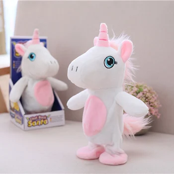 

Wholesale Drop Shipping 20 cm Walking Talking Sound Imitation Electrical Plush Toy Interactive Unicorn For Baby