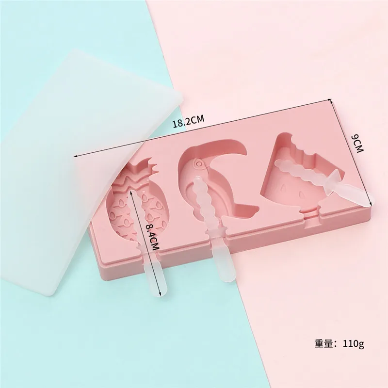 Covered Cartoon 3 Piece Ice Cream Ice Cube Mold Kitchen 2 Colors Multi-type Silicone Homemade Manual Diy Ice Cream Mold Home