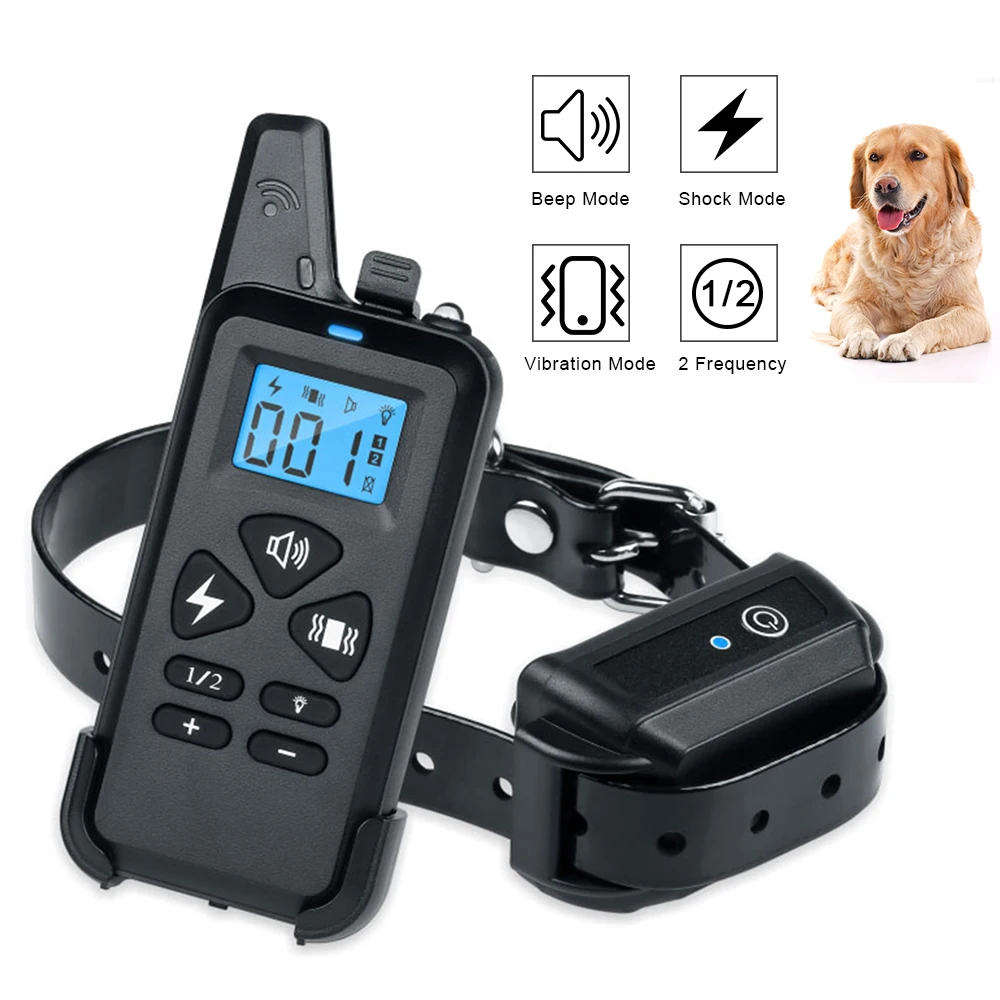 

Electric Dog Training Collar Pet Remote Control Adjustable Static Shock Waterproof Rechargeable LCD Display For Vibration Sound