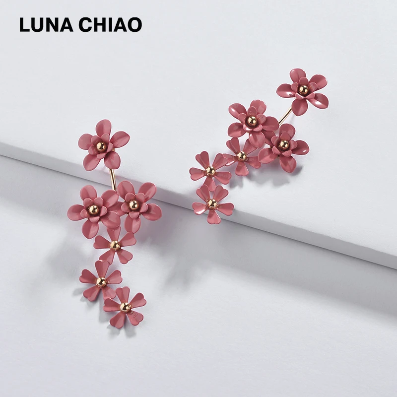 Серьги гвоздики с эмалированными цветами LUNA CHIAO новые трендовые большие серьги