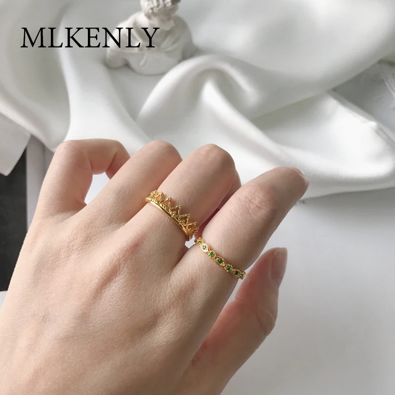 

925 Sterling Silver Adjustable Open Rings for Women Wedding Line Sharp Green AAA+ CZ Stone Jewelry Accessories bague bijoux