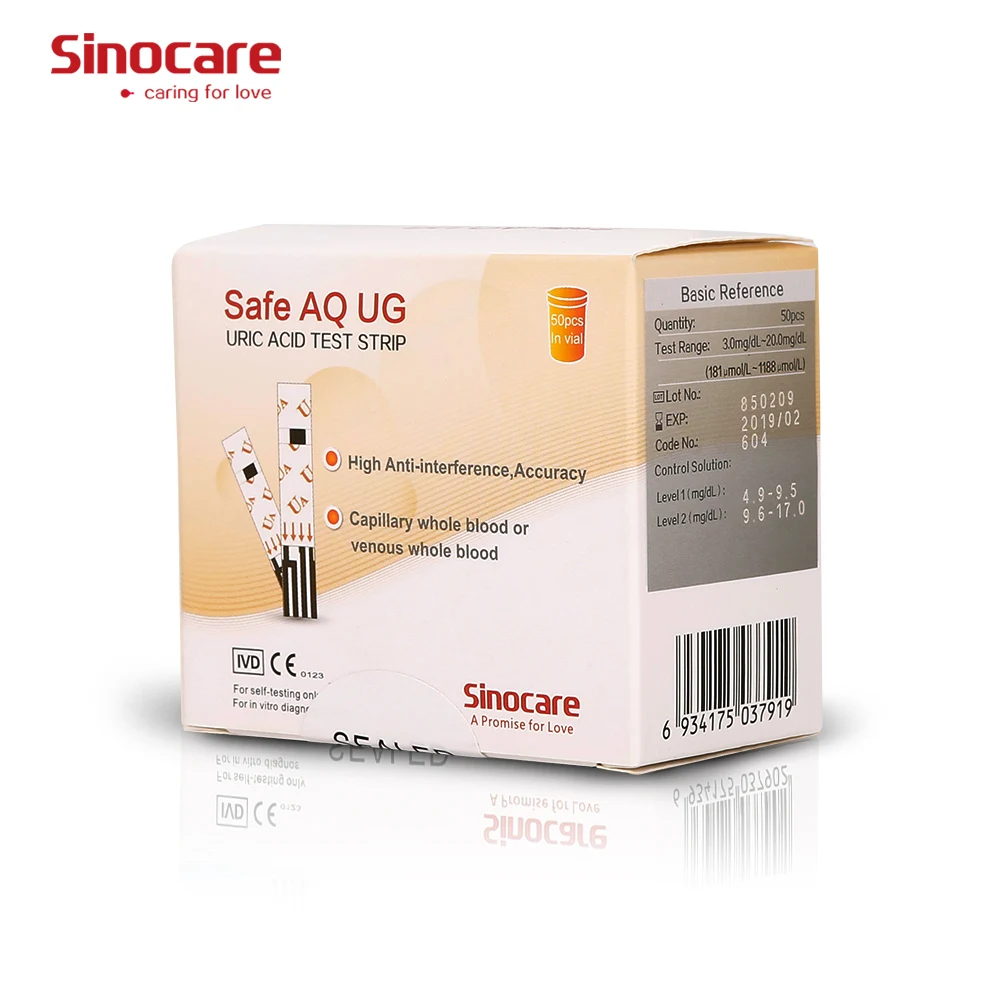 

[50PCS/100PCS] Sinocare Uric Acid Test Strips for Safe AQ UG only