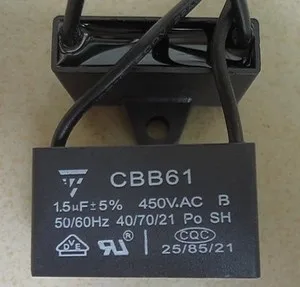 

Freeshipping 10PCS/LOTS New CBB61 1.5UF 450VAC 50/60HZ capacitor stitching Air conditioning fan motors