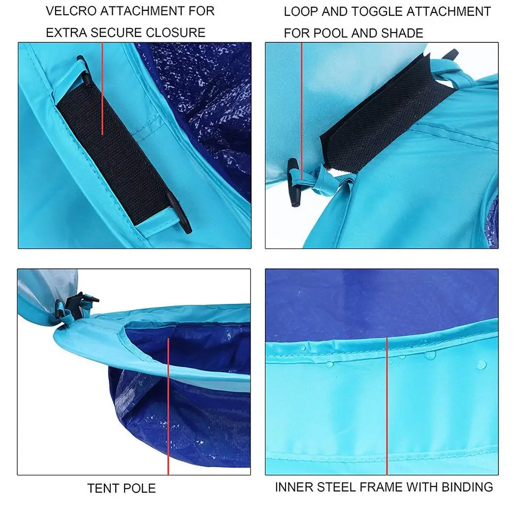 Foldable Baby Beach Pool Tent with Uv-protecting Sunshelter Lightweight, removable Toys Kids Ground nails Gifts