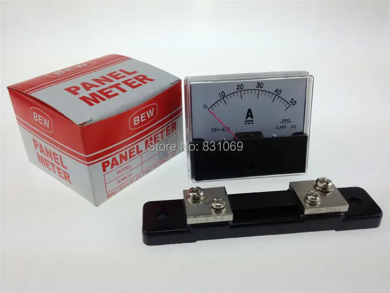 1 шт./лот DH670 DC 0-50A 50A+ шунта аналоговая AMP Панель измеритель тока Амперметр Фирменная Новинка