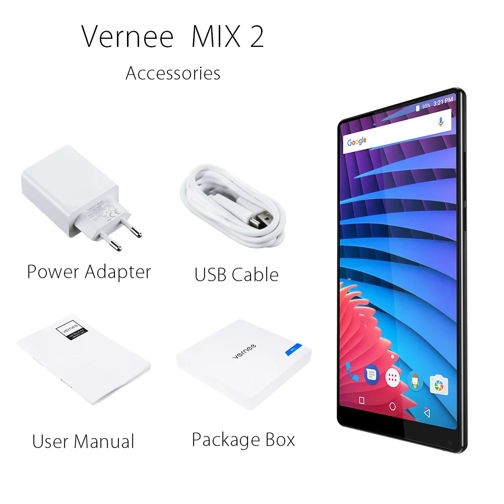 Vernee Mix 2 смартфон с двумя камерами 4 ГБ 64 ГБ 6,0 дюймов 18:9 Экран сзади Стекло дизайн Android 7,0 13MP телефона 4200 мАч