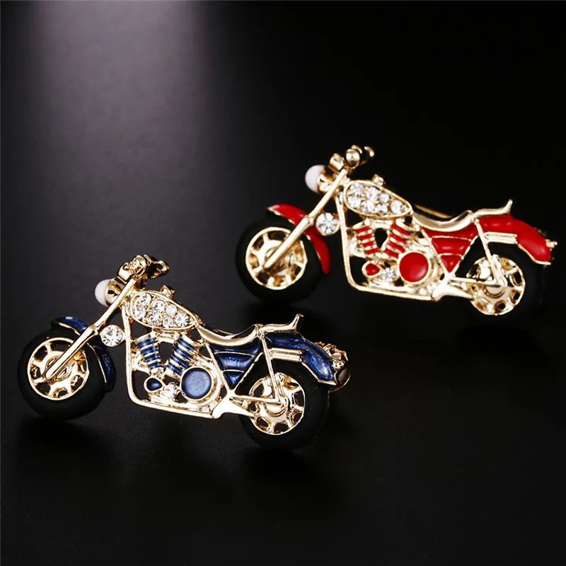 

Motorcycle Brooch Gold Color Red Blue Enamel Brooches Girls Kids Gifts Jewelry Suit Collar Sweater Accessories Brooch Pins