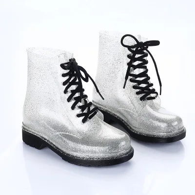 Botas de lluvia impermeables para mujer, botines transparentes coloridos  con estampado de leopardo, para primavera y otoño, talla grande 40| | -  AliExpress