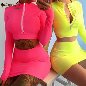 

European Design Polo Tops With Skirts Women Skinny Hot Women Dress Suits