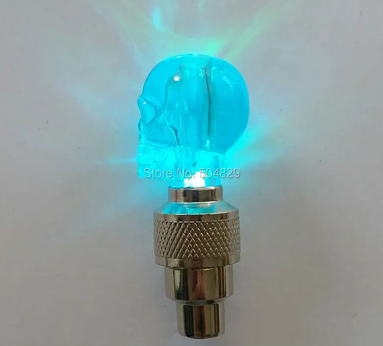 Top Wholesale 1000pcs/lot bicycle Tire Valves caps LED light Skull bike lamp 4 colors to  choose 3