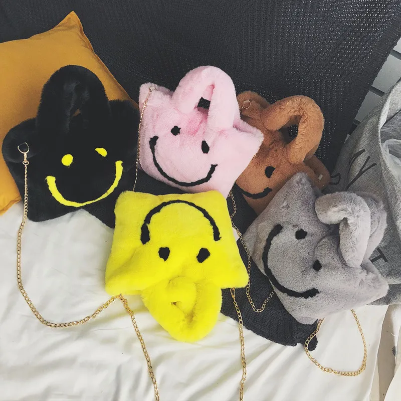 Плюшевая Сумка тоут Smiley 2018 зимняя новая теплая женская сумка из искусственного