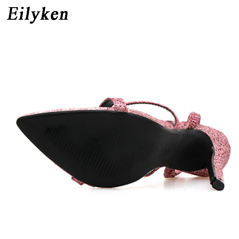 Eilyken/женские модные босоножки на высоком каблуке 11 см с открытым носком в сдержанном стиле пикантные летние вечерние туфли с кристаллами; цвет розовый; свадебные модельные туфли