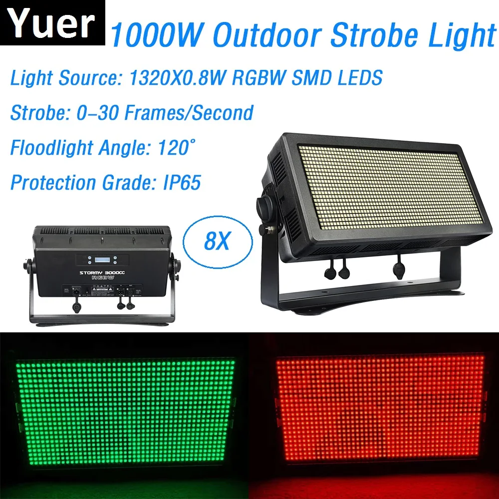 

1000W Super Bright Outdoor LED Strobe Lights DMX512 Control Strobe Flash Lights RGBW Colors Dj Disco Party Stage Effect Lighting