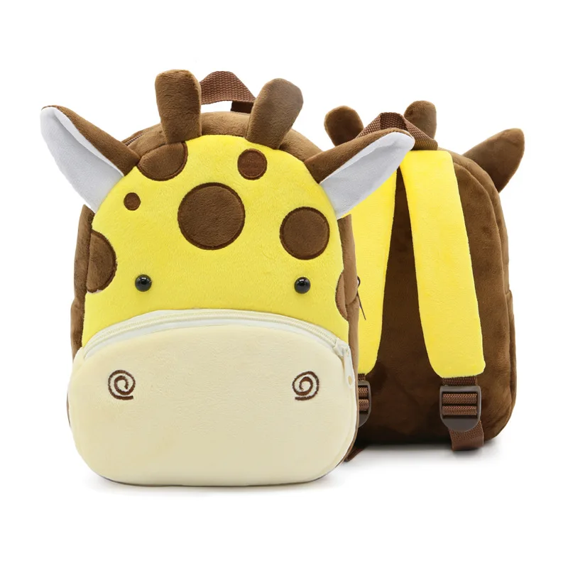 Children School Backpack Cartoon Giraffe Design Comfortable Soft Plush Material For Toddler Baby Kindergarten Kids Snacks Bag | Багаж и