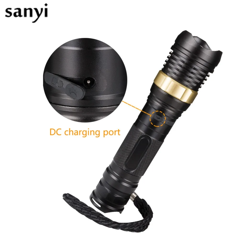 

2000lm Rechargeable Flashlight T6 3 Modes LED Flashlight Zoomable USB Charging Flashlight for Camping Hunting By 18650/26650