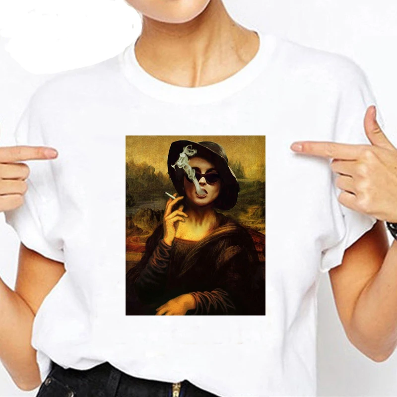 

Summer T shirt Women New Making Fun of Colorful Mona Lisa Funny Graphic print Comfortable Women Tshirt Casual Female Tops