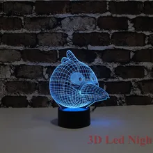 Санта подарок 3D LED Blue Ice Птица Декоративные Ночные светильники 7 цветов изменчива Творческий коробка птица Ночные светильники yjm-2842