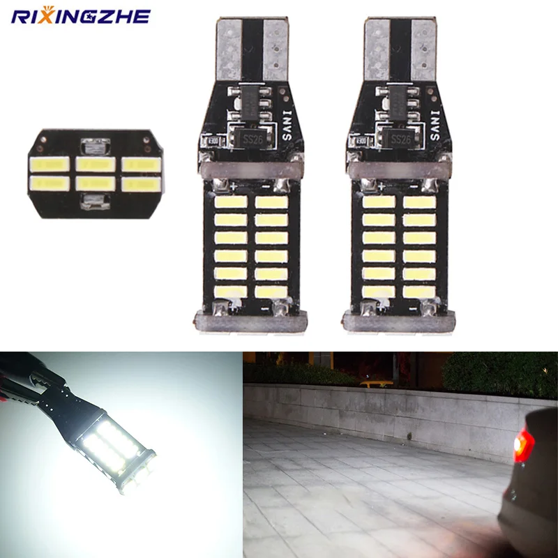 

RXZ 2Pcs T15 W16W LED Reverse Light Bulbs 920 921 912 Canbus 4014 30SMD Highlight LED Backup Parking Light Lamp Bulbs DC12V