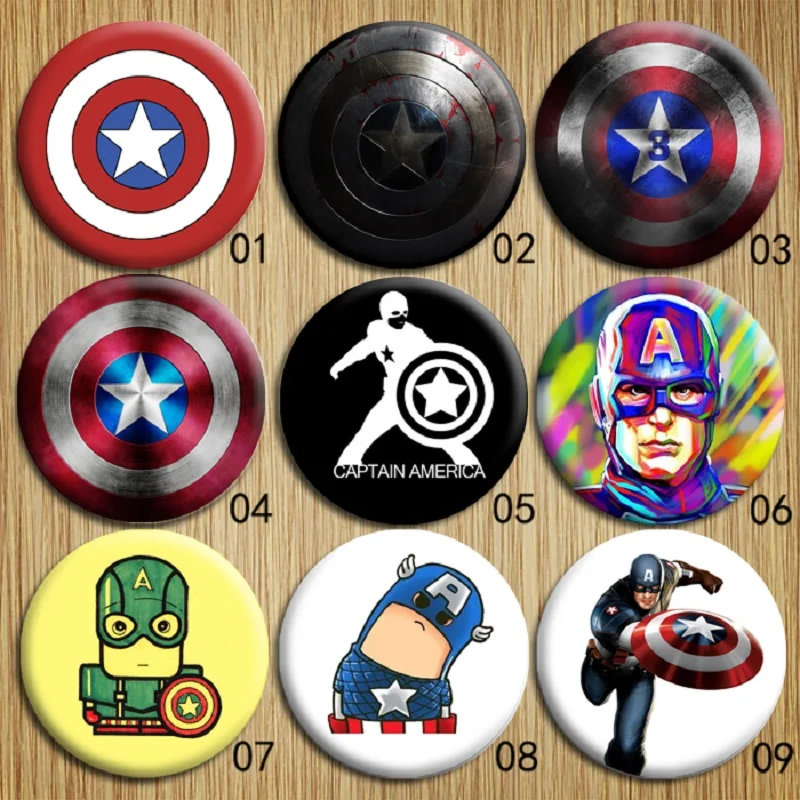 

Marvel's The Avengers Souvenir Superhero Captain America Steven Rogers Badge Brooches Clothing Decoration for Women Bag Gift