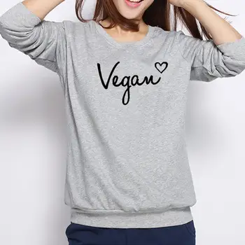 

2018 New Fashion Vegan Print Tops Sweatshirt Femmes Hoodies Women Loose Thick Clothings Print Cropped and Sweatshirts for Woman