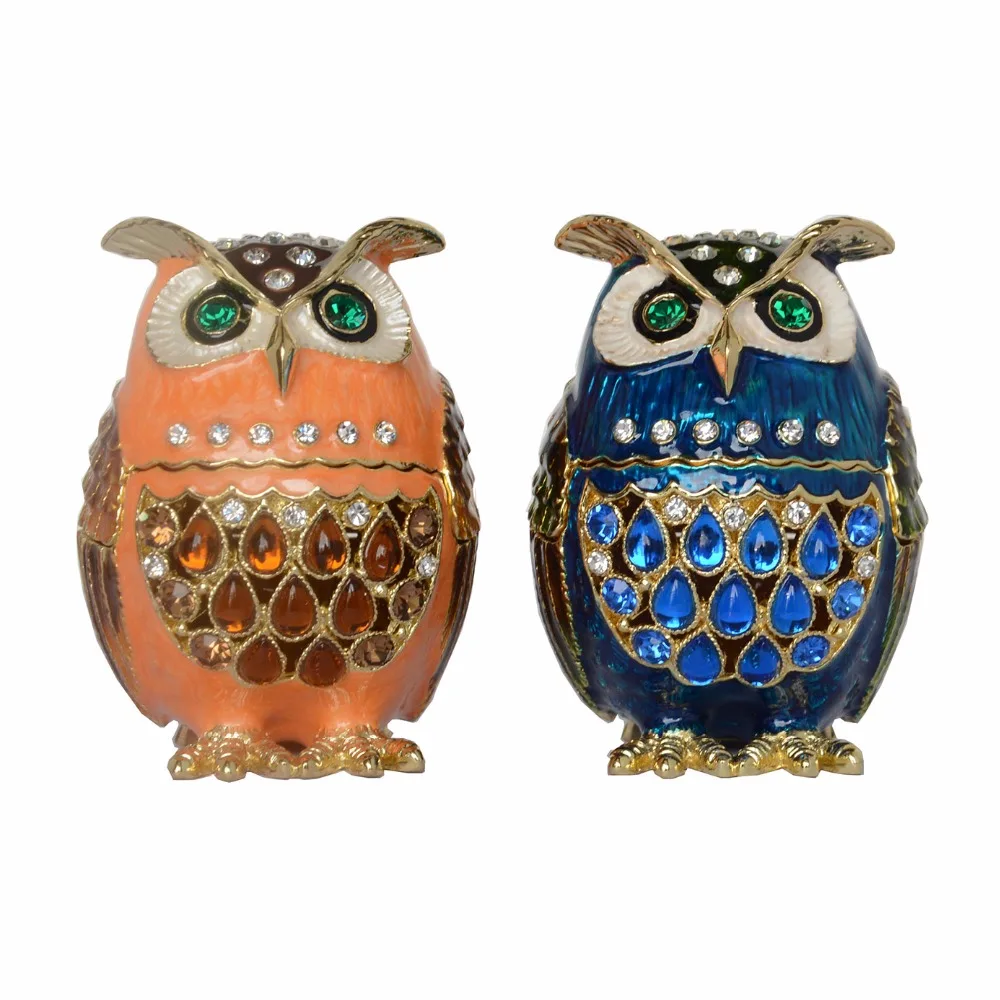 Ювелирная коробка с кристаллами в виде совы|jewelry box|metal jewelry boxtrinket box |