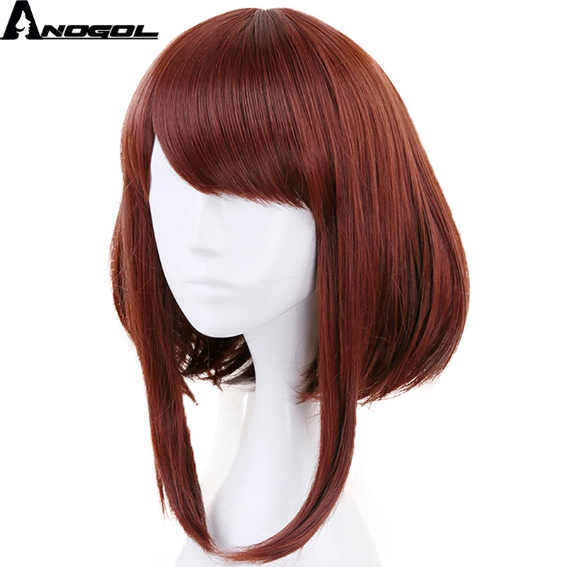 Anogol My Hero academic OCHACO URARAKA Auburn оранжевый короткий прямой синтетический парик Боб для