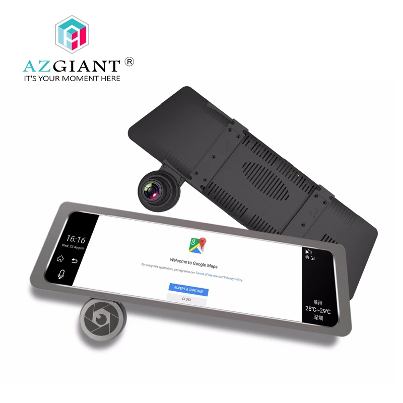 

AZGIANT Car DVR Dash Cam 10" Full Touch Screen 4G WiFi Android GPS Navigators FHD 1080P Rearview Mirror Dashcam