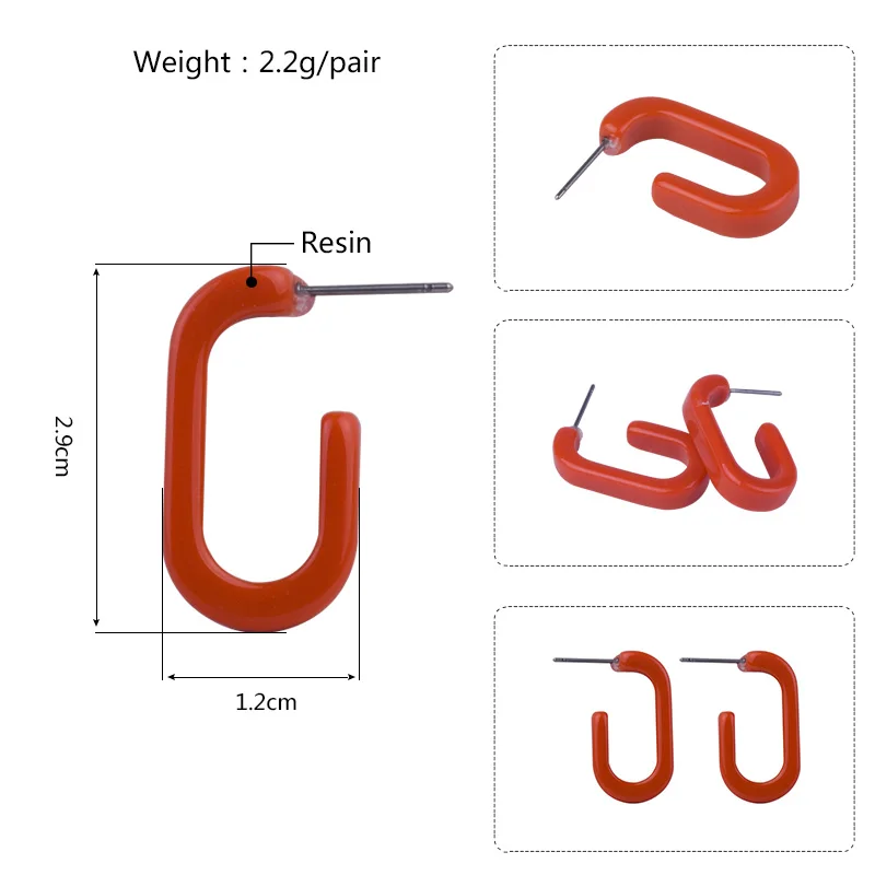 Vintage New Fashion Resin Long Big Drop Earrings for Women Geometric Red Acrylic Earring For Girls Party Gifts Jewelry Brincos (5)