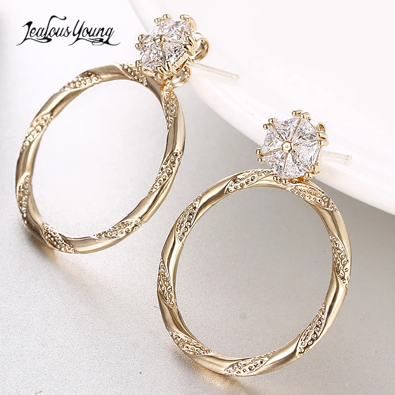

Punk Gold Color Big Round Stainless Steel Hoop Earrings for Women AAA Cubic Zircon Luxury Statement Earings Hoops Indian Jewelry