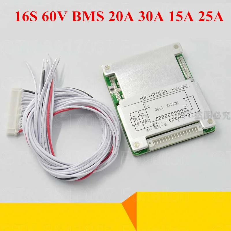 16 S 60 V смарт BMS 20A 30A 40A 50A балансировочная функция литий-полимерная батарея PCM PCB BMS для электровелосипеда