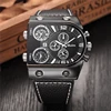 Oulm Watches Mens Quartz Casual Leather Strap Wristwatch Sports Multi-Time Zone Military Male Clock erkek saat Dropshipping ► Photo 3/6