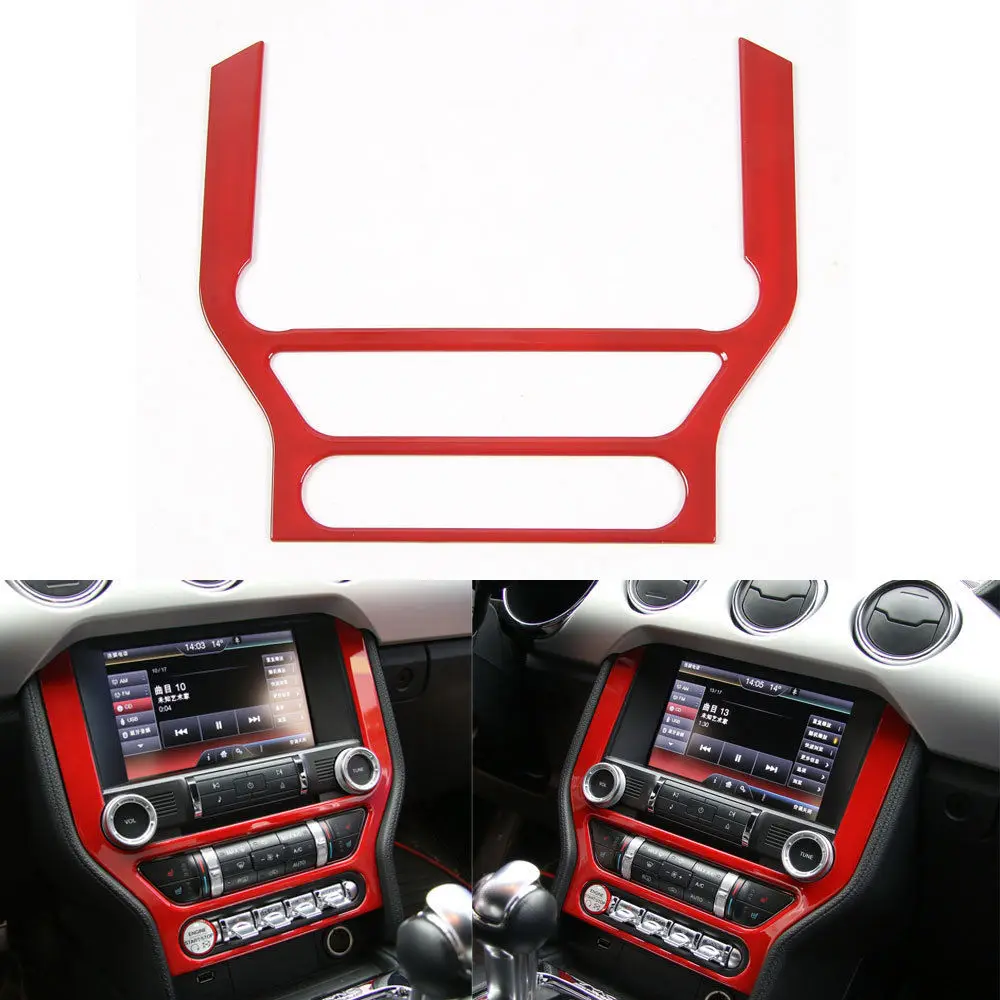 Red 1x Car Navigation Frame Screen Cover Trim Frame-Sticker For Ford-Mustang 15