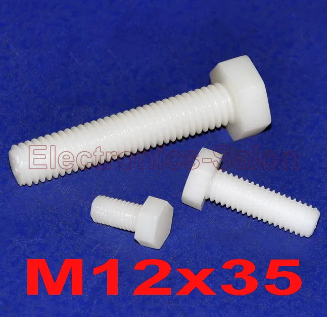 

( 10 pcs/lot ) Metric M12 x 35mm Nylon Hex Bolt, Hexagonal Screw.