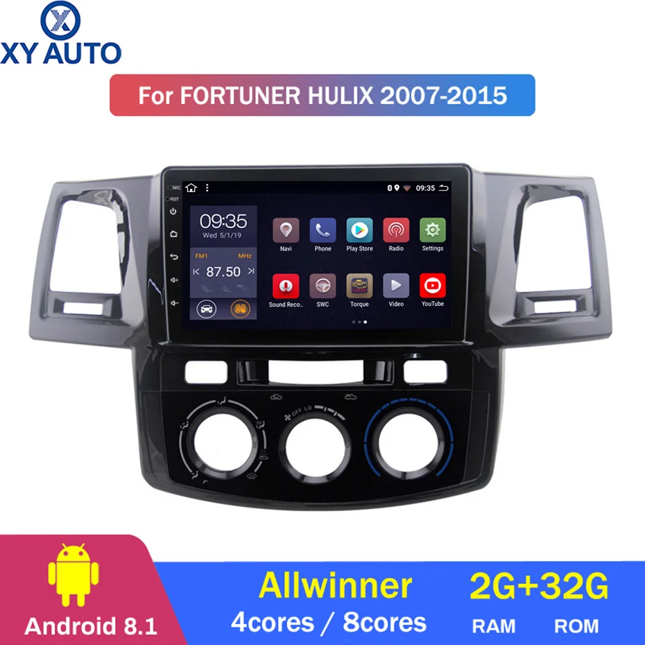 9 inch 2.5D IPS HD multi-touch screen Android8.1 2G RAM 32G ROM NAVI with BT USB WIFI SWC for Toyota fortuner hulix 2007-2015 MC |